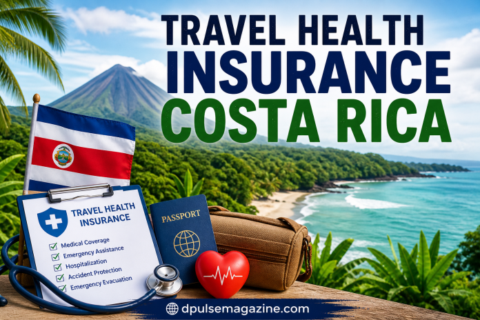 travel health insurance costa rica coverage guide with beach and medical icons