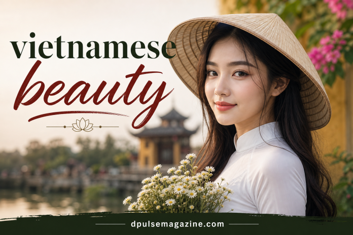 Vietnamese beauty standards featuring natural makeup and traditional elegance